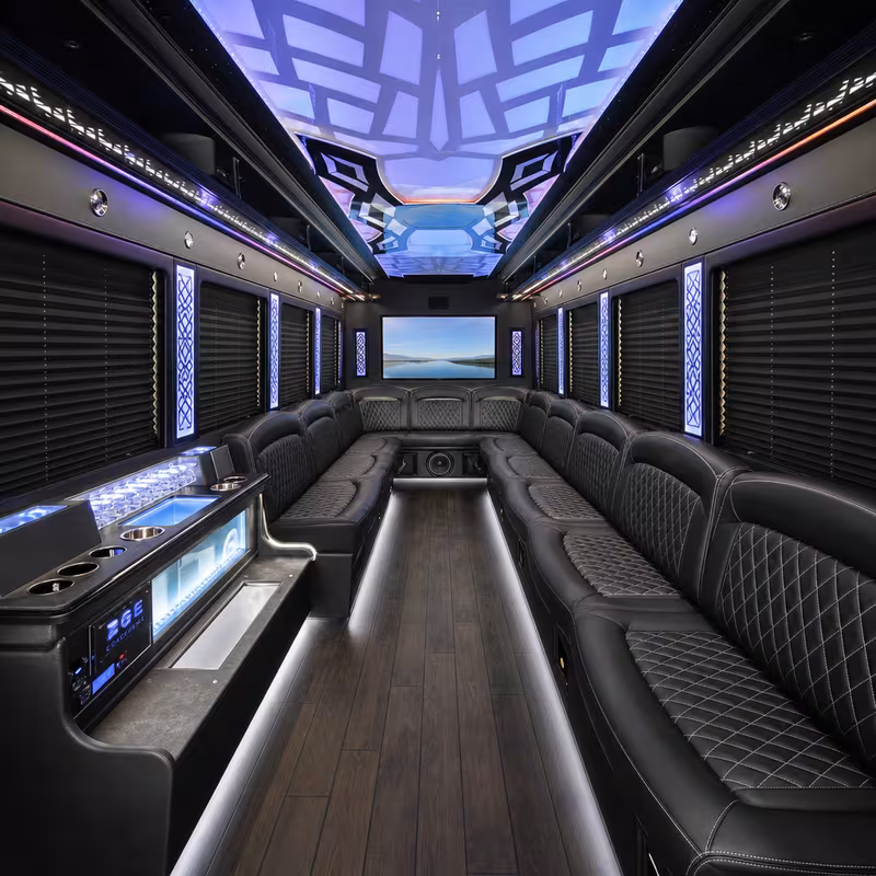 15 Passenger Party Bus Interior