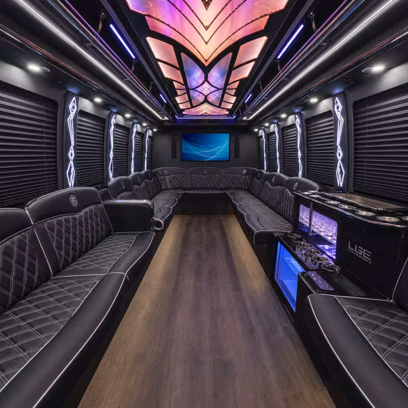 18 Passenger Party Bus Interior