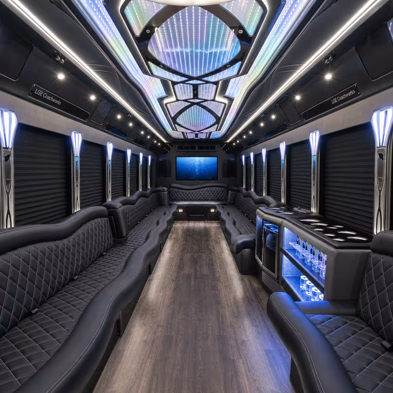 18 Passenger Party Bus Interior