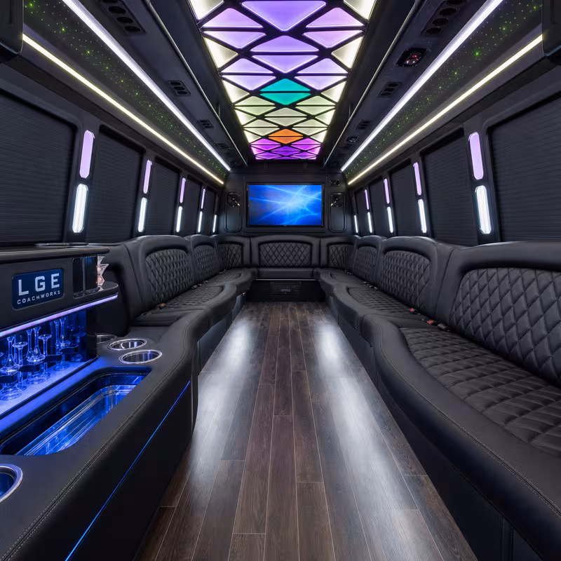 20 Passenger Party Bus Interior