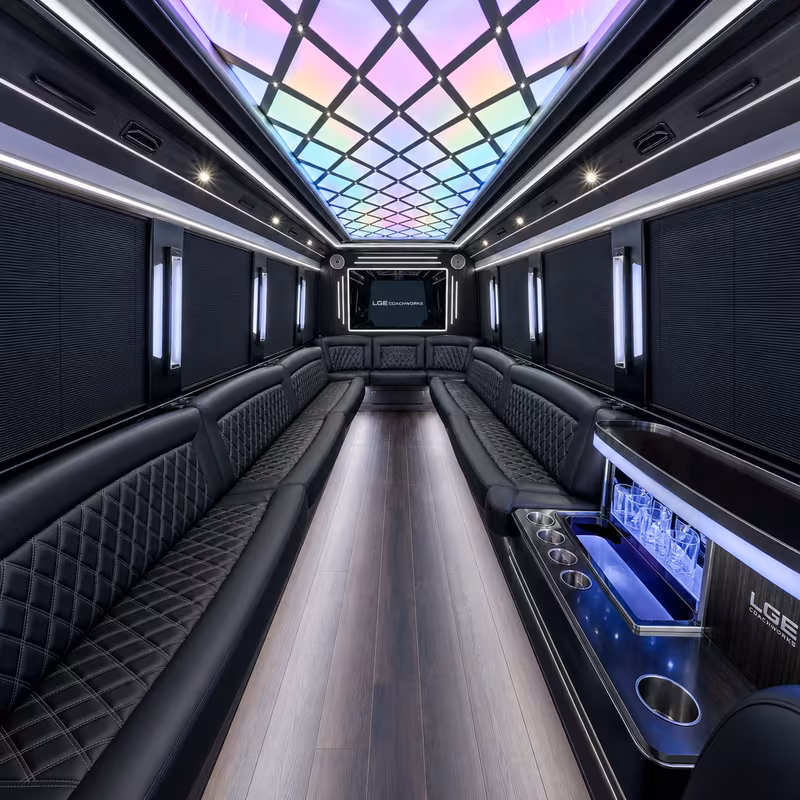 20 Passenger Party Bus Interior