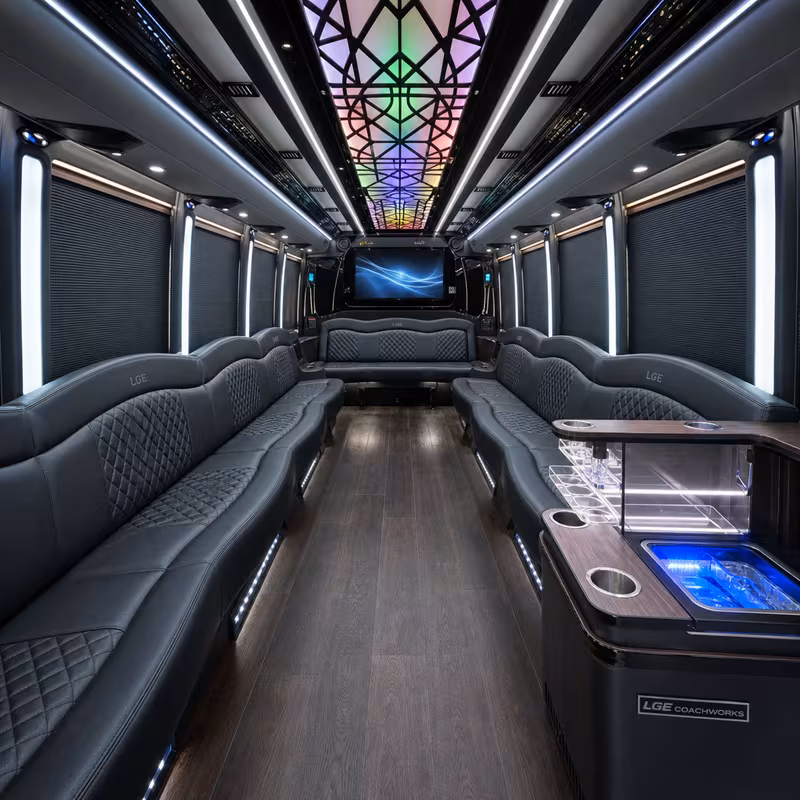 25 Passenger Party Bus Interior