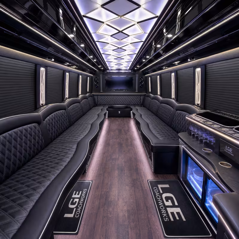 25 Passenger Party Bus Interior