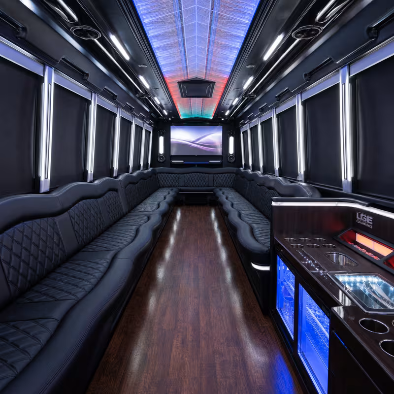50 Passenger Party Bus Interior