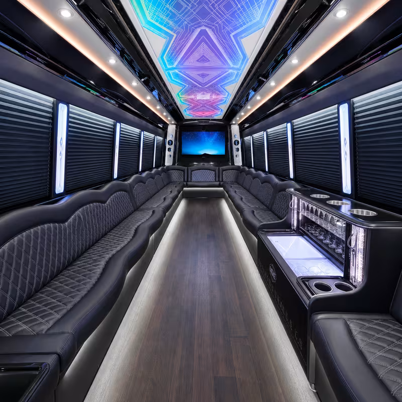 50 Passenger Party Bus Interior