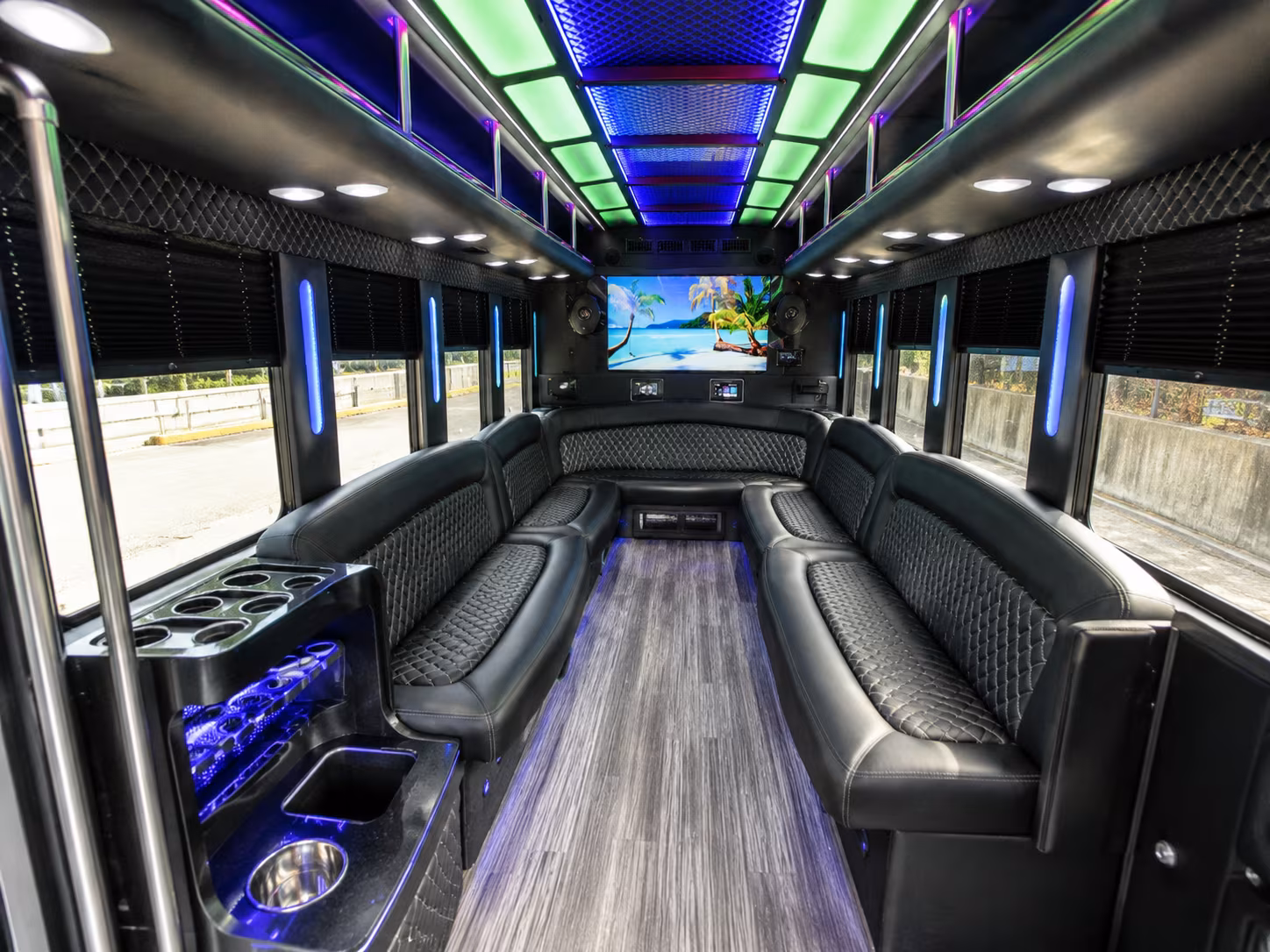 Baton Rouge Birthday, Sweet 16, & Quinceañera Transportation party bus interior