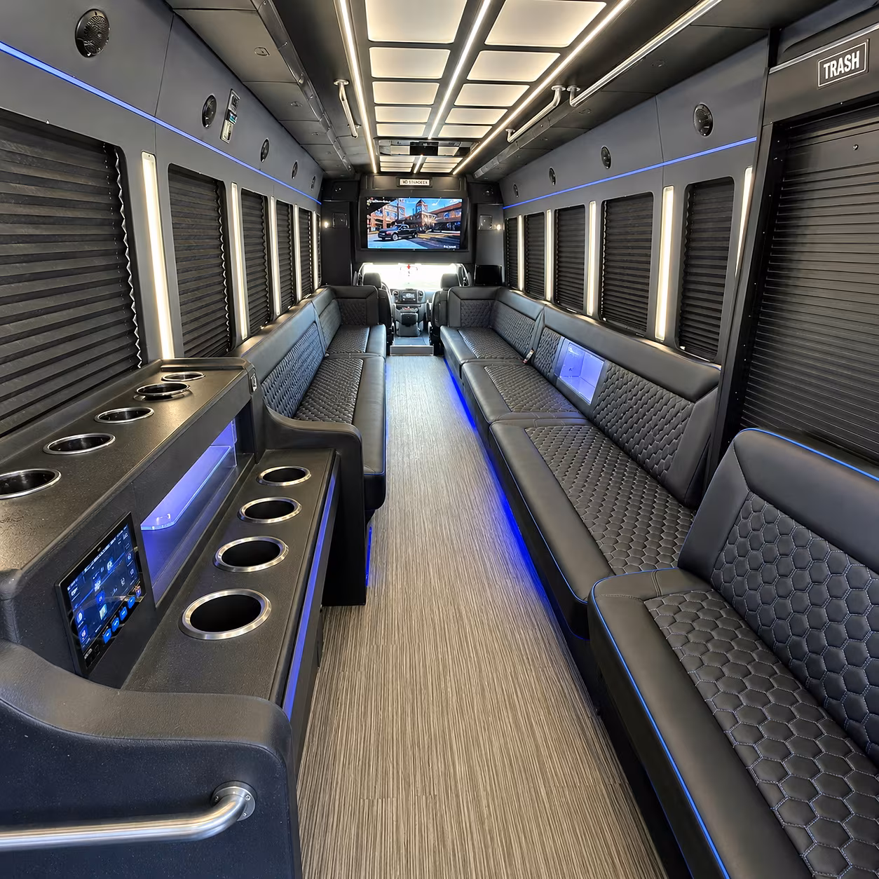 Baton Rouge Wedding Transportation party bus interior