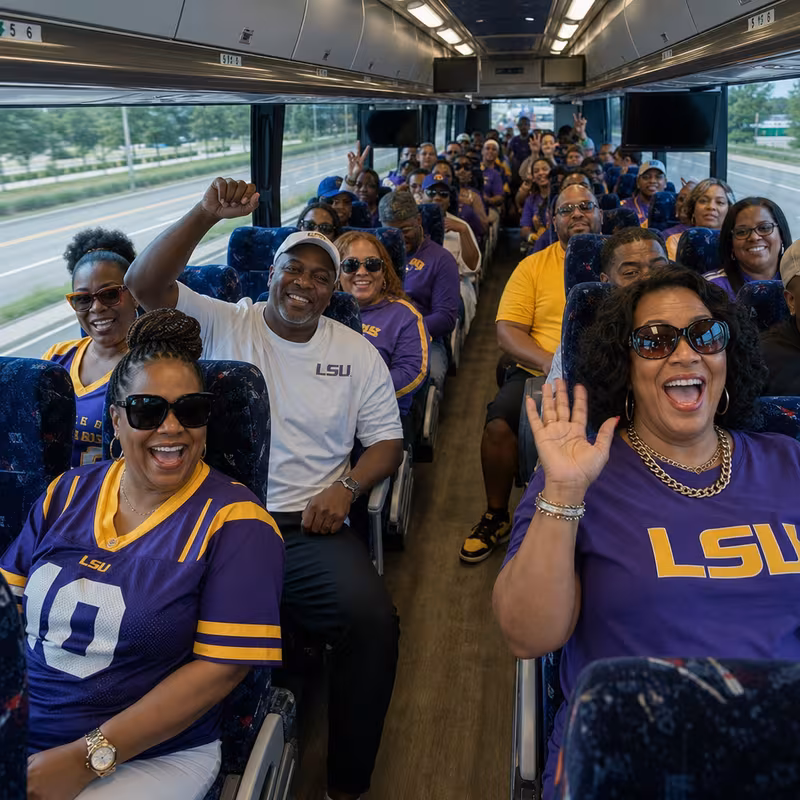 Black Mercedes Sprinter van staged for an Baton Rouge Sporting Event Transportation group