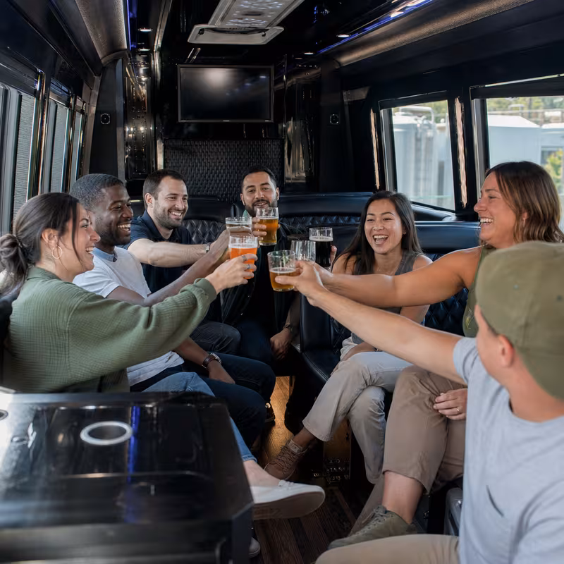 Black Mercedes Sprinter van staged for an Baton Rouge Winery & Brewery Tour Transportation group